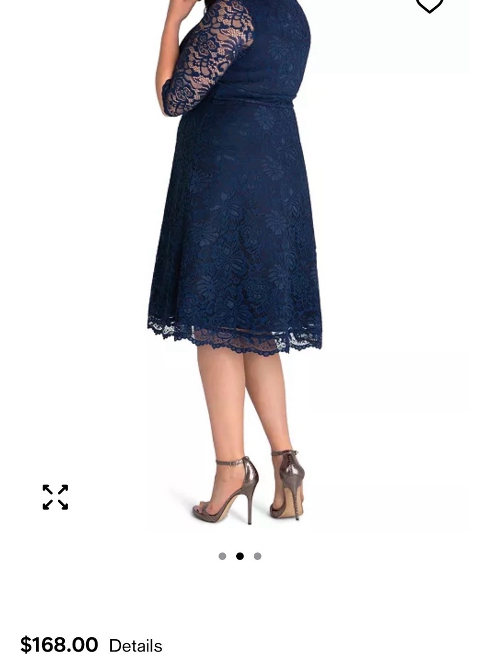 NWT Kiyonna Womens Plus Size Navy Blue Mademoiselle Lace A-Line Midi Dress 1X - Picture 2 of 10